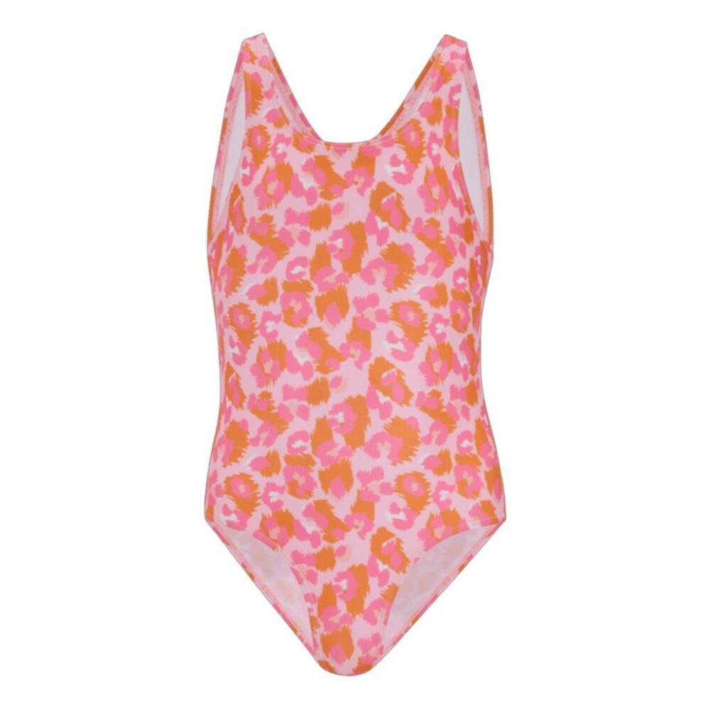 Regatta Girls Katrisse Leopard One Piece Bathing Suit / Orange Peel